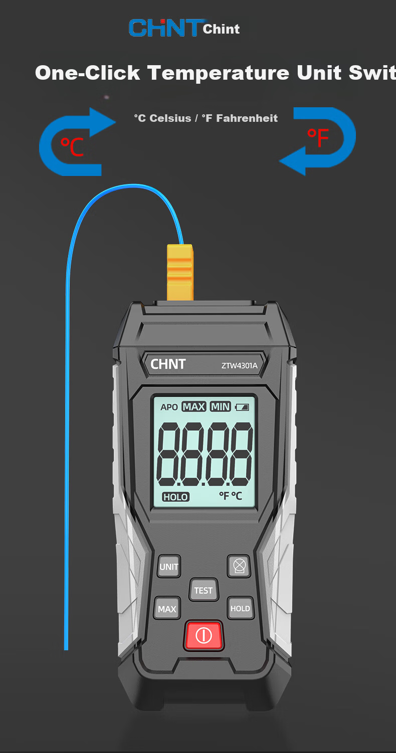 CHNT Industrial Contact Temperature Meter High-Precision K-Type Handheld Thermocouple Surface Temperature Gauge for Molds 6