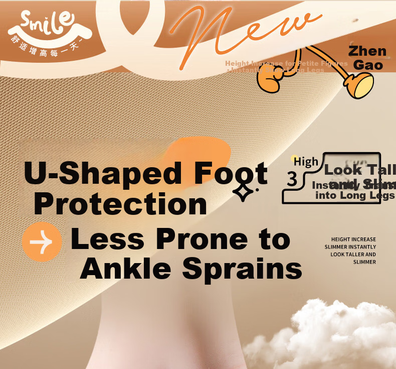 Langsha Invisible Height Increasing Insoles Soft Shock Absorption Sweat-Absorbing Odor-Resistant Breathable Unisex Height Boosting Pads 2.5cm Size 43-44 19