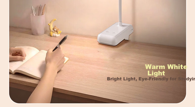 Datouren Grade A Rechargeable Desk Lamp Long Battery Life Clip Light Bedroom College Dormitory Study Eye Protection Lamp 6000mAh 24