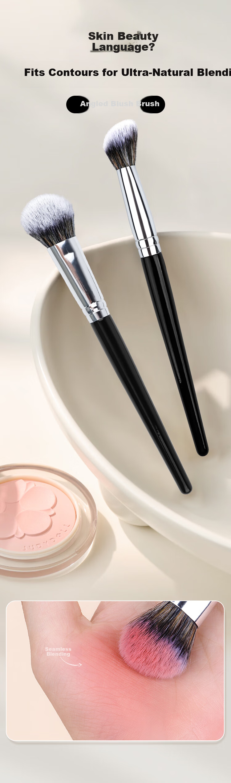 Meifuyu Slope Blush Cream Brush, Highlighter Brush, Contour Brush, Slanted Head Cream-Like Liquid Makeup Brush, Blending And Setting Brush MF8830 1