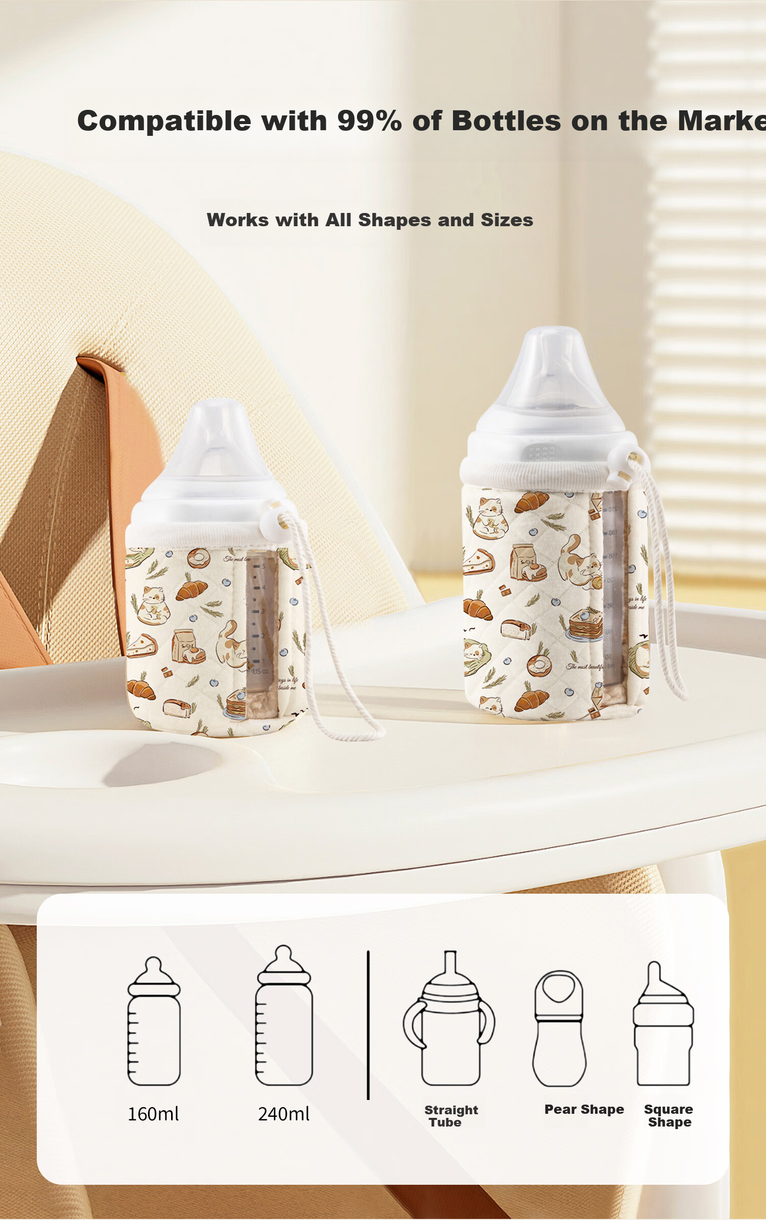 Baoshi Bottle Warmer, Universal USB Plug-In Digital Display Milk Warmer, Portable Constant Temperature Milk Warmer for On-The, Electric Model 8