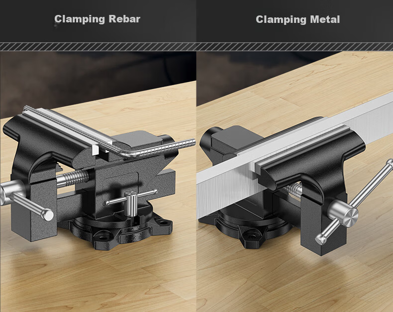 KOMAX Small Household Universal Bench Vise Industrial Grade Multifunctional Cast Steel Table Vise Clamp Fixture Workbench 7