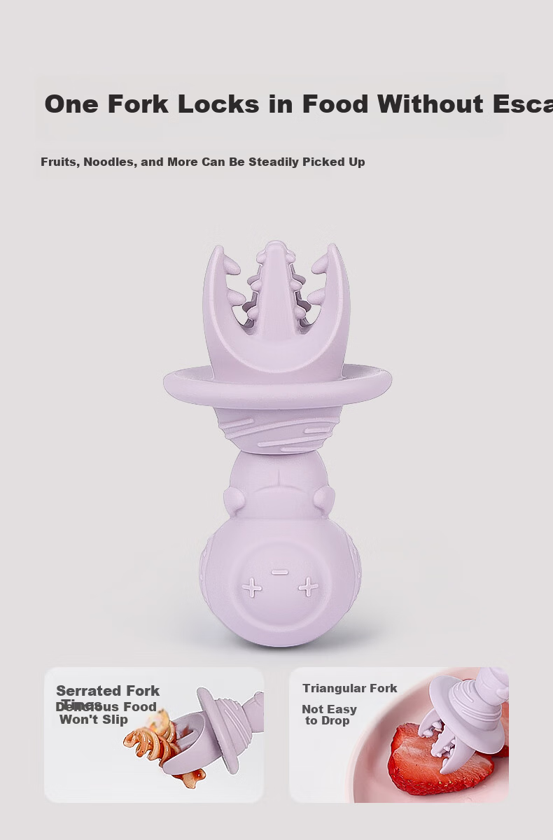 Haakaa Astronaut Silicone Baby Feeding Spoon and Fork Set Blue Children's Lunch Box for Self-Feeding Training 6