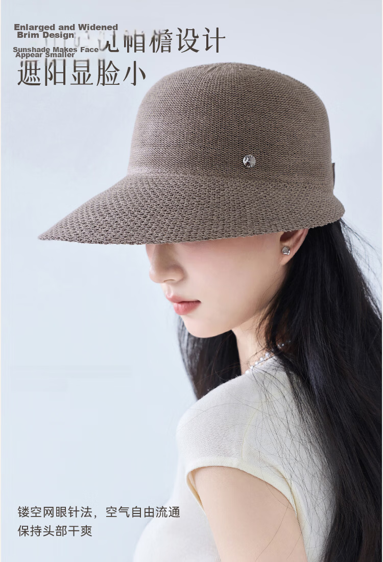 JIUMU Women's Sun Protection Bucket Hat Summer Outdoor Face-Shielding Beach Vacation Hat 4
