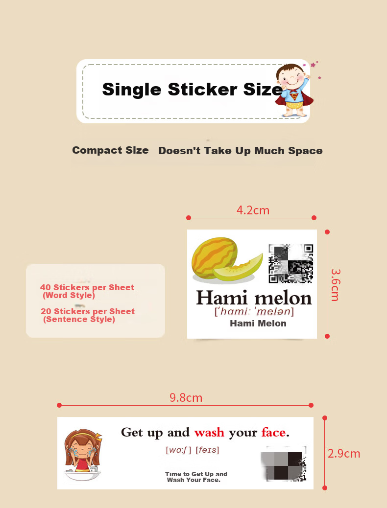 GOTOVAN Family Scene English Conversation Sticky Notes Daily Life Memo Stickers Kids Learning Labels Elementary School English Word Flashcards Cartoon Waterproof Stickers 13