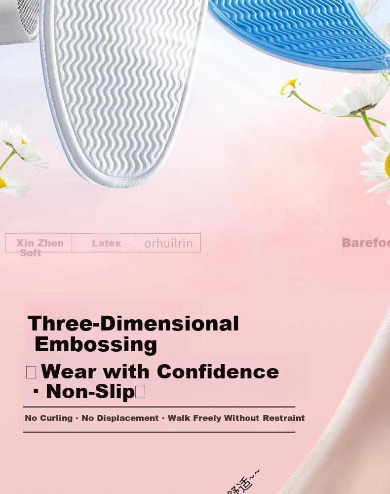 Footprint Tribe Barefoot Magic Insoles Men's Summer Breathable Sweat-Absorbing Odor-Resistant Latex Non-Stick Insoles Size 39-40 [2 Pairs] 12