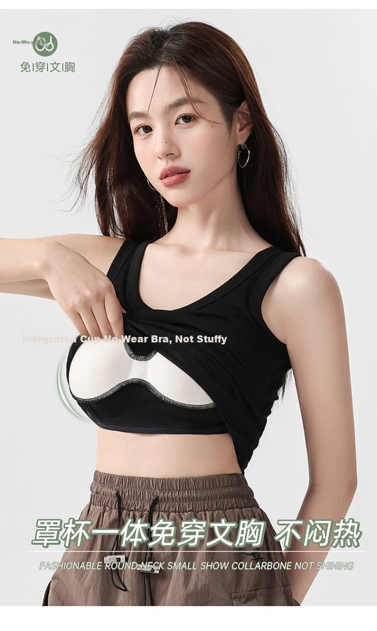 Langsha Pure Cotton Women's Camisole Vest with Chest Pad, Spring Summer Inner Wear, Side Breast Coverage, Slim Fit Sleeveless Top 6