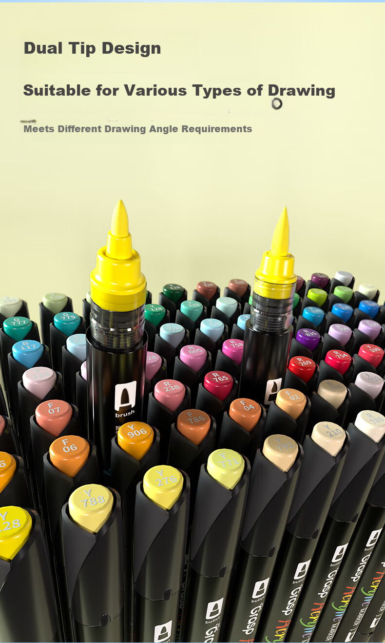 Dual-Head Acrylic Marker 60 Colors Ink Control Extended Double Tube Watercolor Pen Layering Drawing Essential for Students Outdoor Sketching Children's Day Gift 13