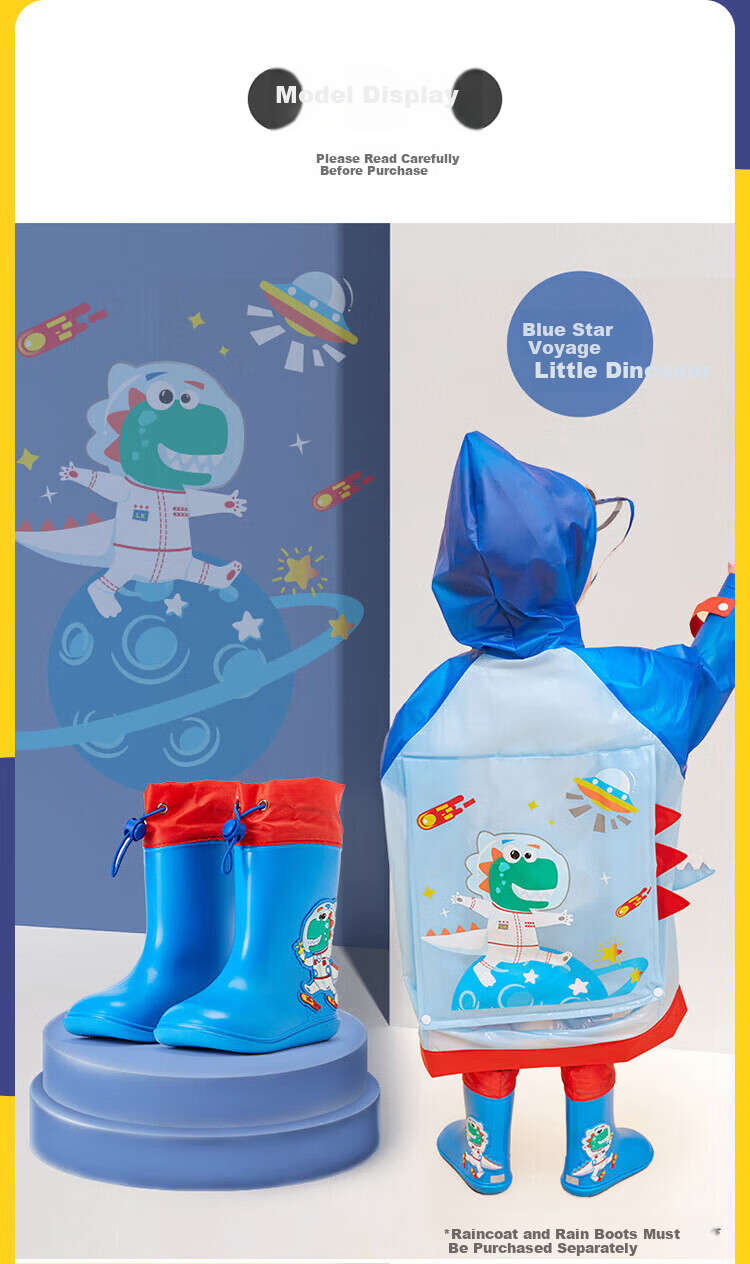 Lemon Baby Kids Waterproof Rain Boots Unisex Outdoor Non-Slip Water Shoes with Drawstring Closure, Blue, Size 18 15