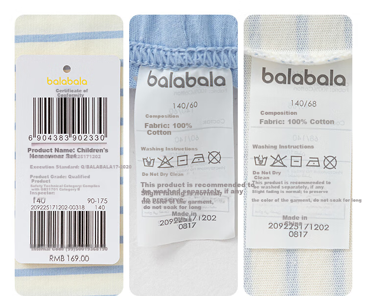 Balabala Kids Pajama Set Boys Girls Homewear Toddler Older Children Air Conditioning Clothes Summer New Pure Cotton 12