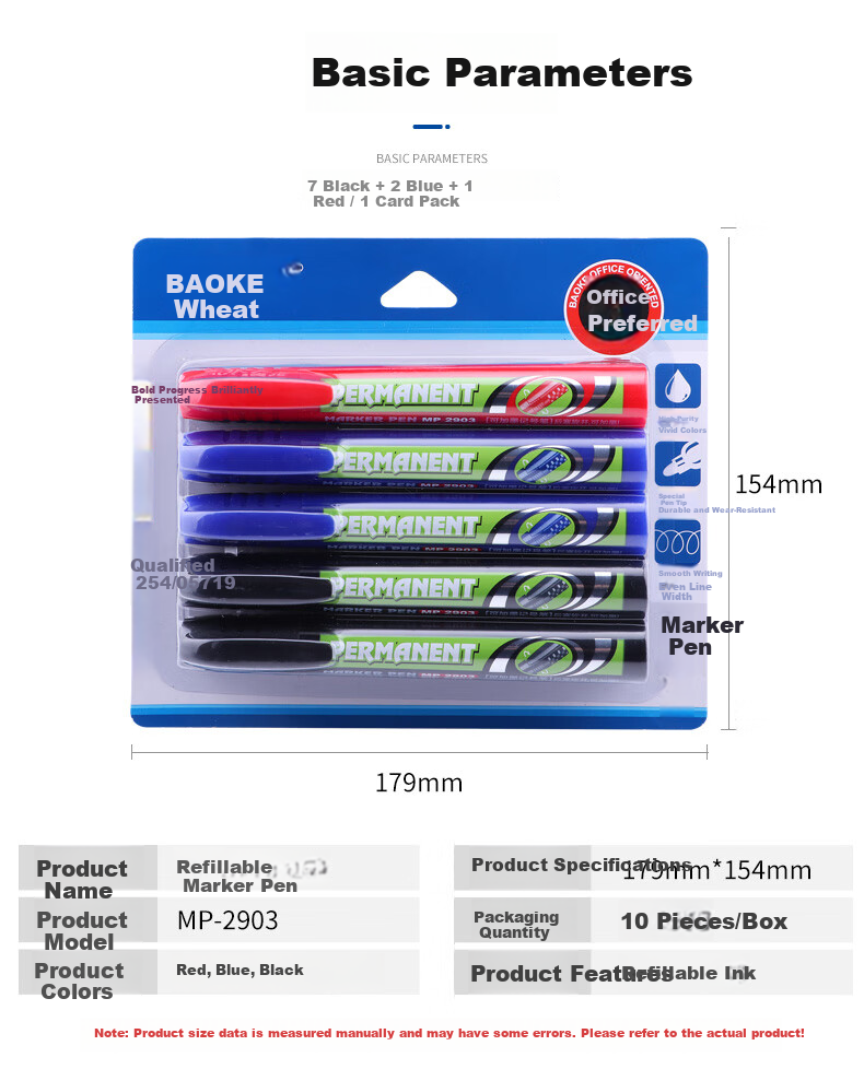 BAOKE White Oil-Based Marker Pen Quick-Dry Waterproof Oil Marker Logistics Marker Pen Durable Ink Student Office Stationery 12pcs/Box MP2907 9