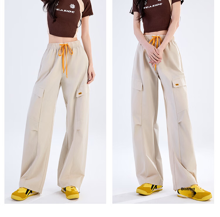 Women's Free Style Cargo Pants Summer Thin 2026 New High Waist Slimming Curved Knife Casual Hiking Loose Wide Leg Paratrooper Pants 18