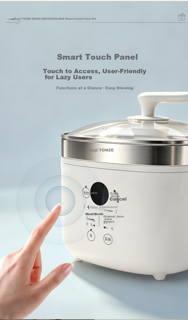 TONZE Electric Stew Pot, Double Boiler, Home Automatic Soup Maker, Ceramic Inner Pot, Bird's Nest Stew Pot, Special Steam Stewing Multi-Function Cooker, One Pot with 4 Inner Pots, DGD25-25AG 10