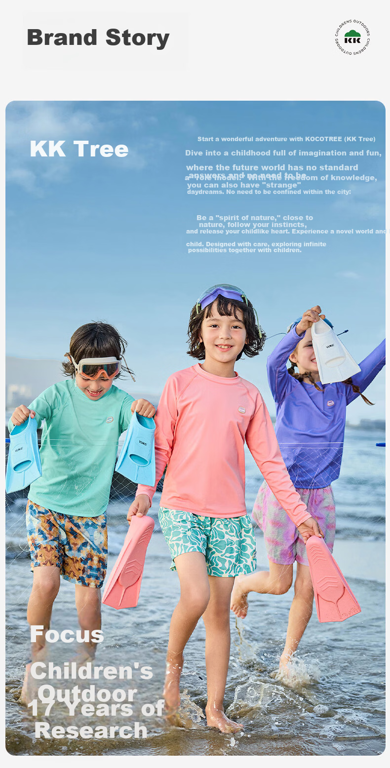 Kocotree KK Tree Kids Swimwear Original Yarn Sun Protection Long Sleeve Two-Piece Swimsuit for Boys and Girls, Durable for Thousands of Water Soaks, Parent-Child Style 29