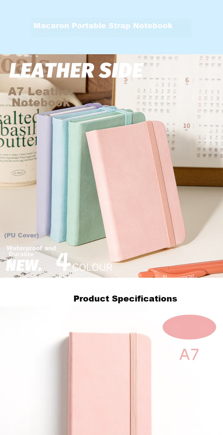 Jufu A7/100 Sheets Portable Pocket Notebook Daily Planner Creative Strap Journal Diary Vocabulary Hand Account Children's Day Gift Reward Prize 1