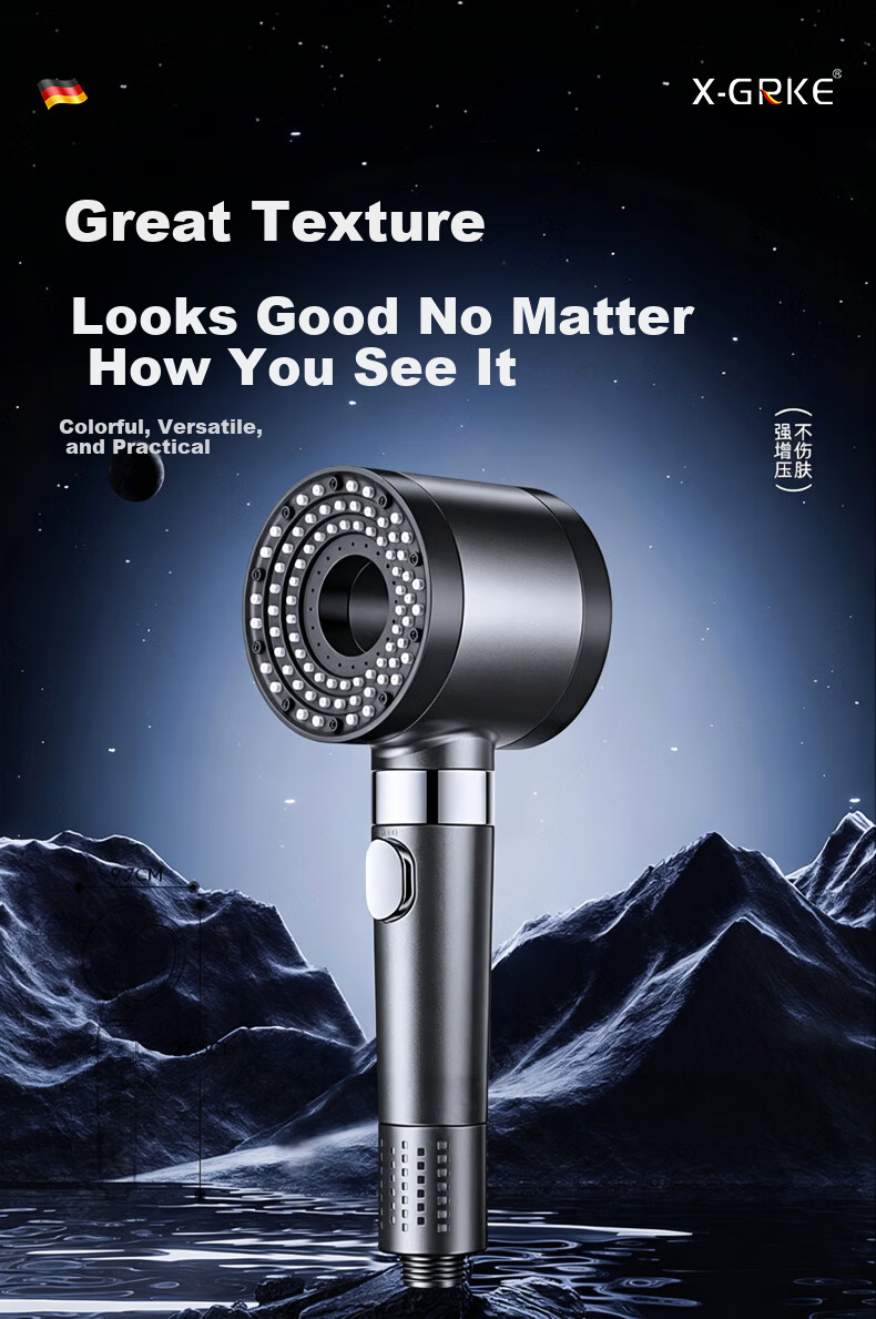 X-GRKE Germany High-Pressure Shower Head Set with Hose and Filter, Powerful Water Flow Booster 17