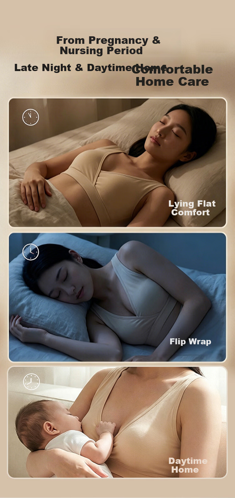 Aibao Comfortable Nursing Bra Maternity Breastfeeding Postpartum Sleep Bra Wireless Vest XL Size M500 12