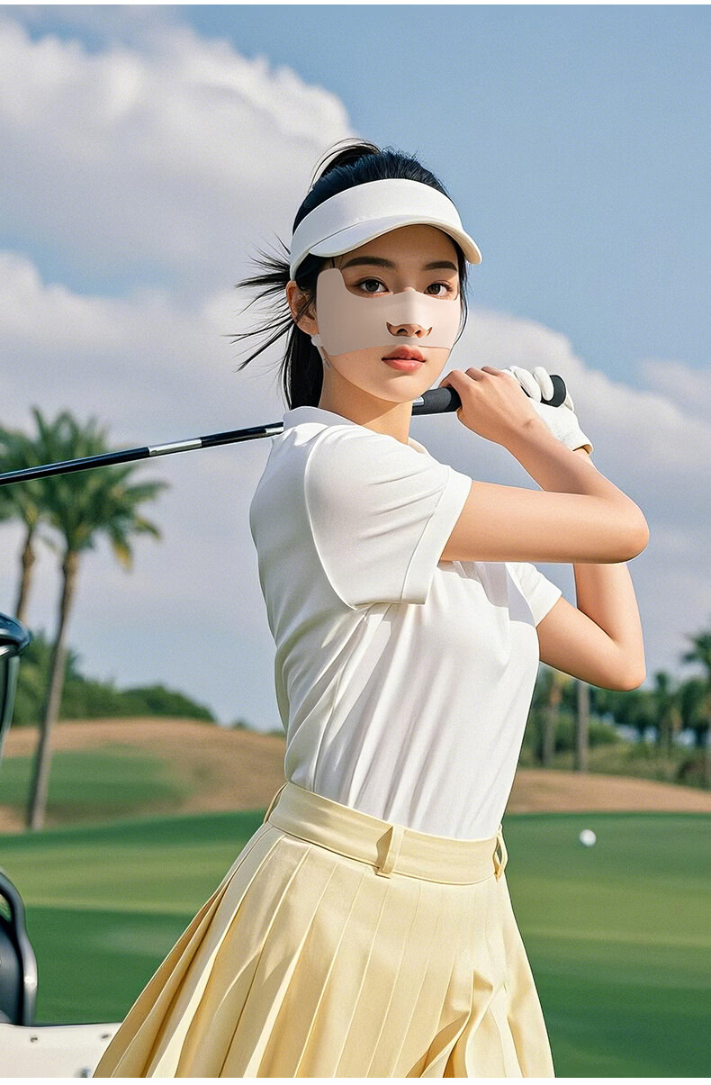 GOLOVEJOY Sunscreen Face Mask Outdoor Cycling Running Golf Ice Silk Breathable Eye Protection UV Resistant Pink 11