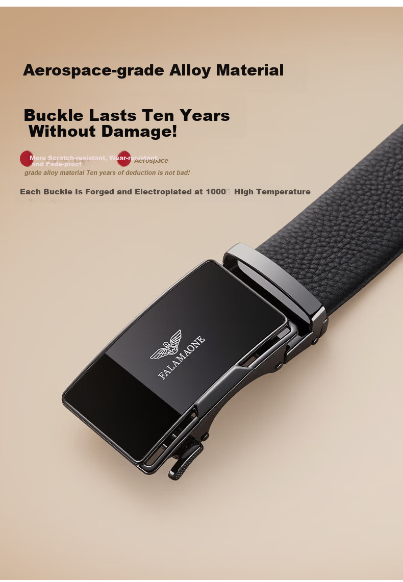 FALAMAONE Genuine Leather Automatic Buckle Belt for Men, Waistband, Trouser Belt, Father's Day Gift for Dad 2