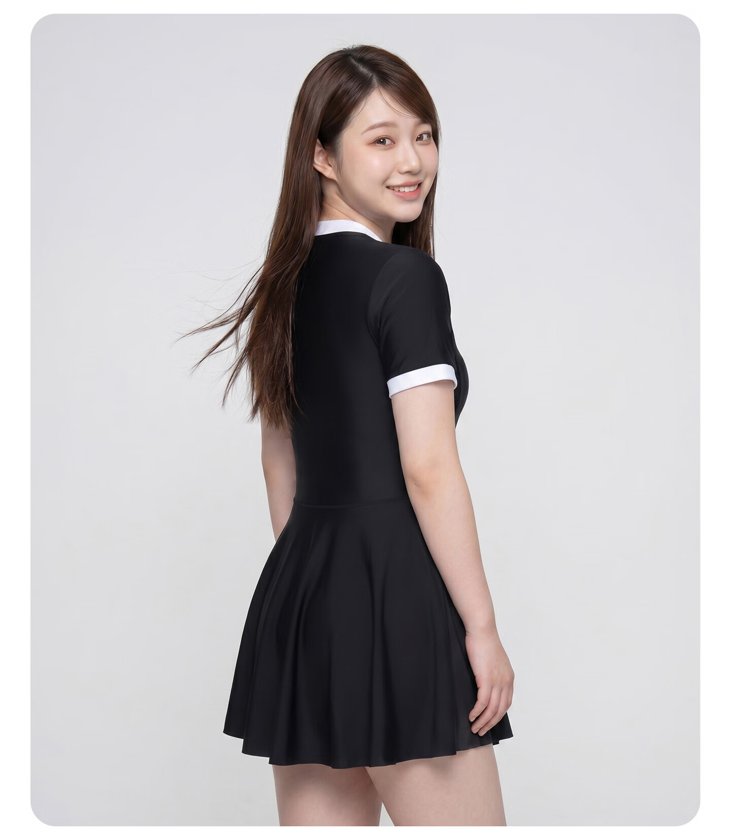 LI-NING Women's One-Piece Skirted Swimsuit Conservative Plus Size Tummy Control Spa Swimwear 1501 Black XL 23