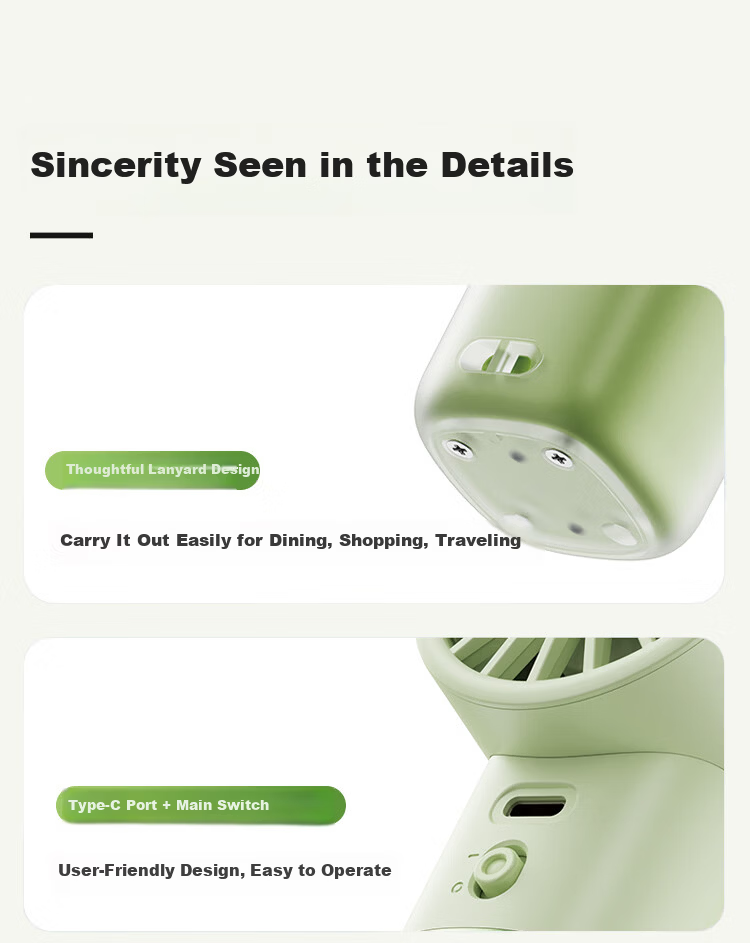 Kingdee Desktop USB Mini Fan Portable Silent Electric Fan Strong Personal Fan for Students Dorm Bedside Office Desk 3000mAh 13