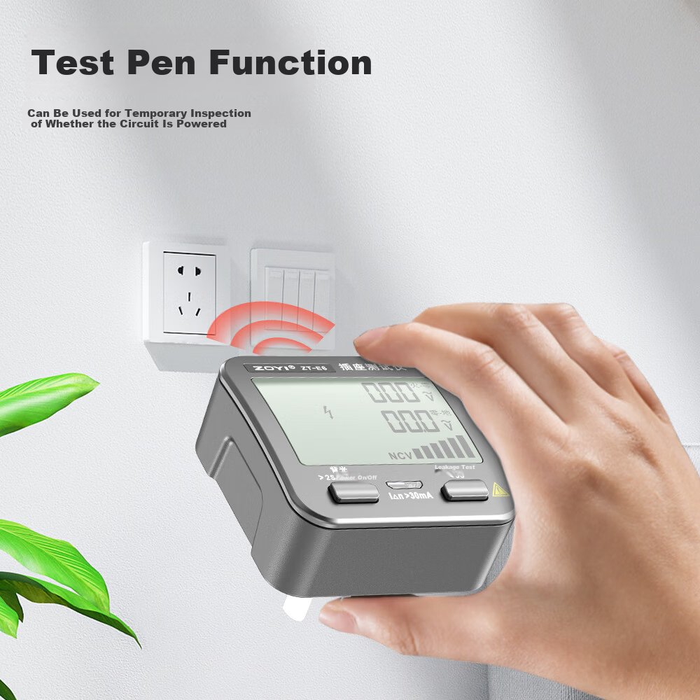 ZOYI Multifunctional Multimeter Socket Tester Phase Detector Polarity Voltage Tester Leakage Detector [ZT-E6] 6