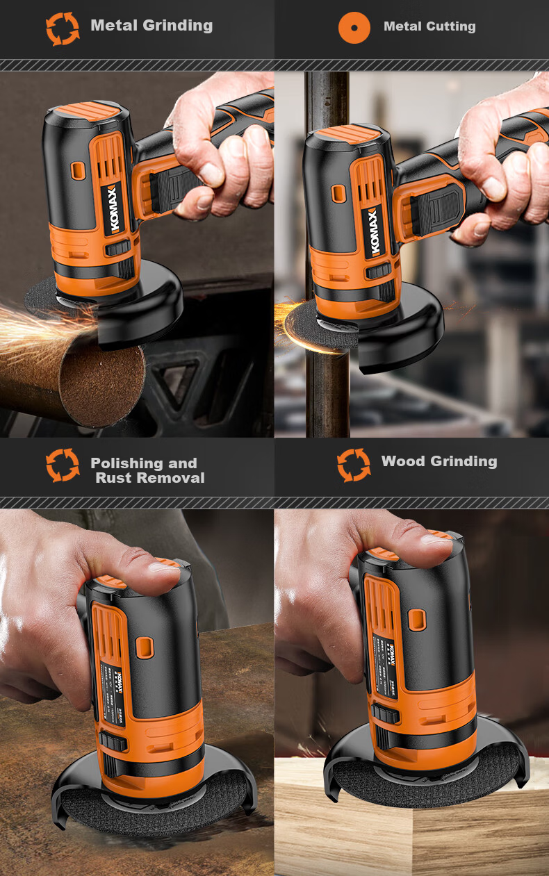 KOMAX Mini Angle Grinder Cordless Lithium Battery Polisher Multifunctional Small Rechargeable Hand Grinder Cutting Machine 12