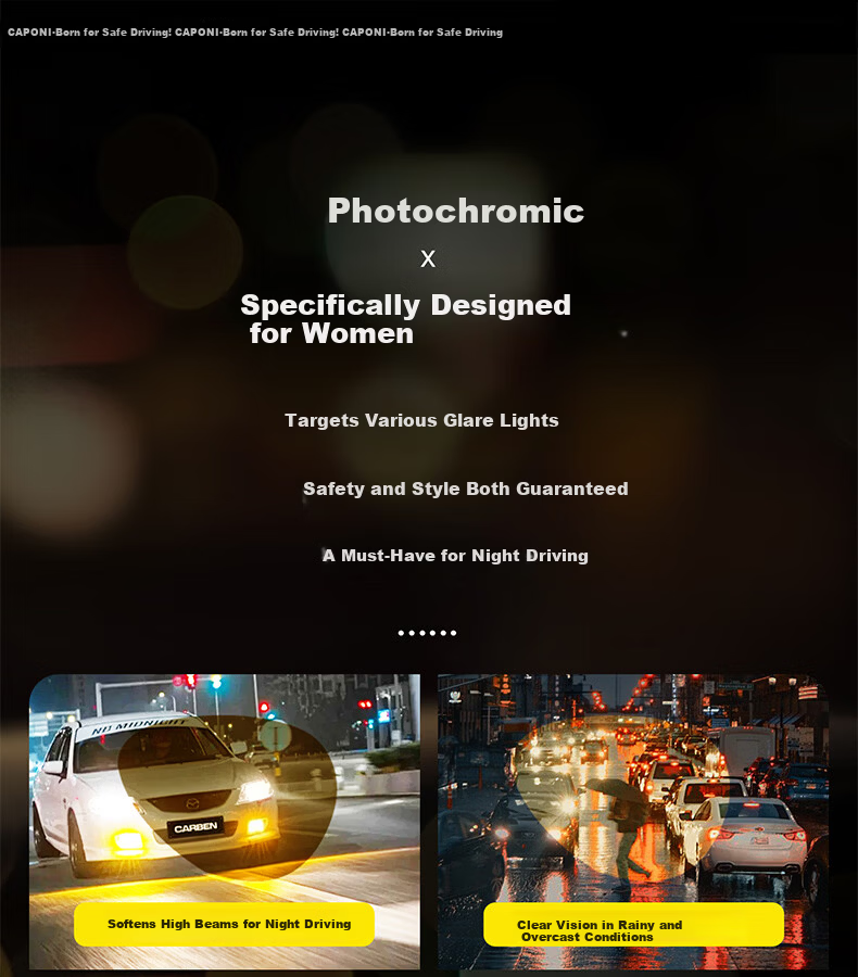 CAPONI Photochromic Night Vision Sunglasses for Women UV Protection Day and Night Driving Anti-Glare Polarized Sunglasses 2