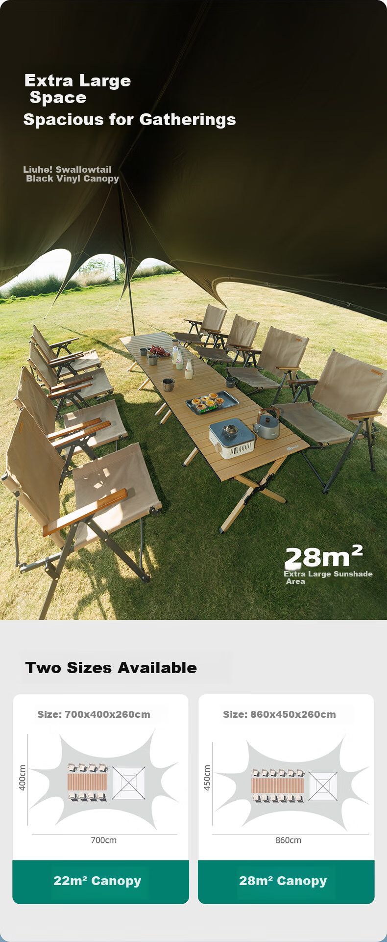 Shanfei Liuhe Swallowtail Canopy Windproof Blackout Outdoor Camping Sunshade Quick Setup Lazy Canopy Tent Awning 11
