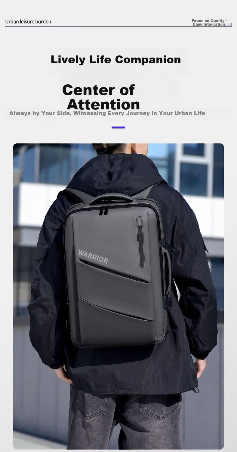 Warrior Large Capacity Men's Backpack Student School Bag Commuter Casual Business Travel 15.6-inch Laptop Backpack 6