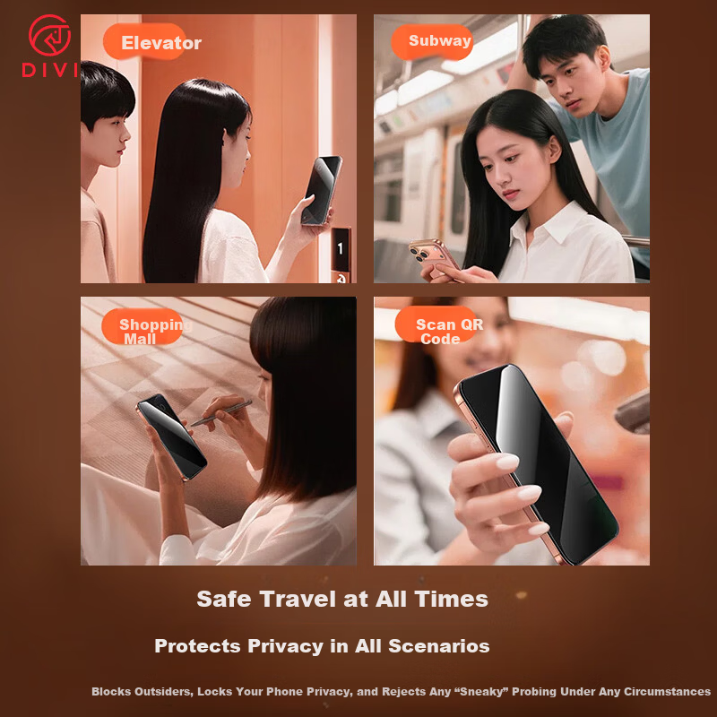 DIVI Privacy Screen Protector 25° Anti-Peeping 2-Pack for iPhone 17 Pro Max Tempered Glass Film, Anti-Fingerprint, Drop-Resistant, No Black Borders