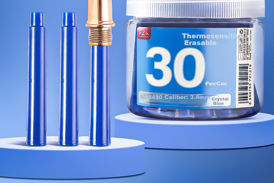 Rocher [Popular Item] Heat Erasable Fountain Pen Ink Cartridges Quick Drying for Primary School Students Grade 3 Replaceable Thermosensitive Erasable M-3430/3.4mm Diameter 30pcs Blue 2
