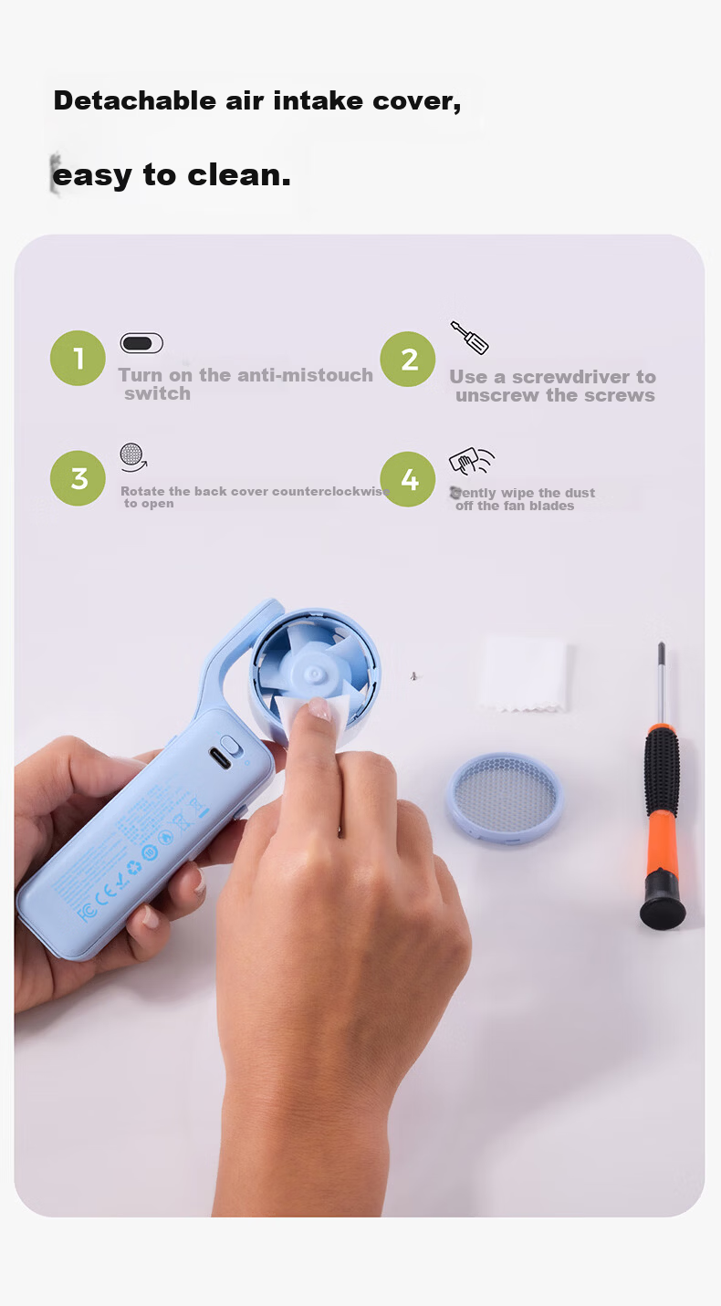Aecooly 【Capybara Lulu】 Collaborative Handheld Neck Hanging Mini Fan High-Speed Energy-Saving Powerful USB Rechargeable Outdoor Commuting Portable Neck Fan 10