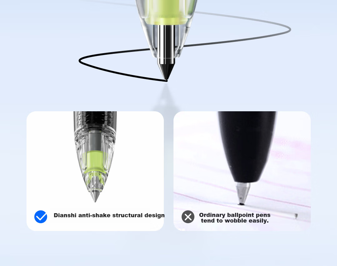 Dianshi 5A Retractable 0.5mm Black Carbon Neutral Pen Bullet Tip Double Ball Quick-Dry Smooth Student Exam Pen Transparent Barrel 12-Pack Back to School 13