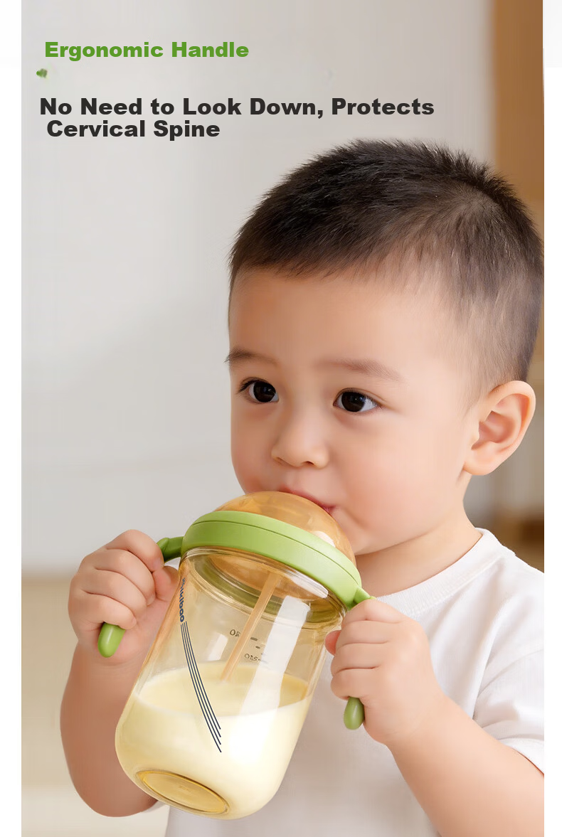 Qikibao Baby Growth PPSU Feeding Bottle Set 240ml Straw Direct Drinking for 6+ Months Imitation Breast Milk Children's Festival Gift 12