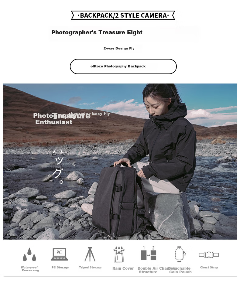 ELECOM High-End Structured Professional DSLR Camera Backpack for Nikon Canon Outdoor Photography 3