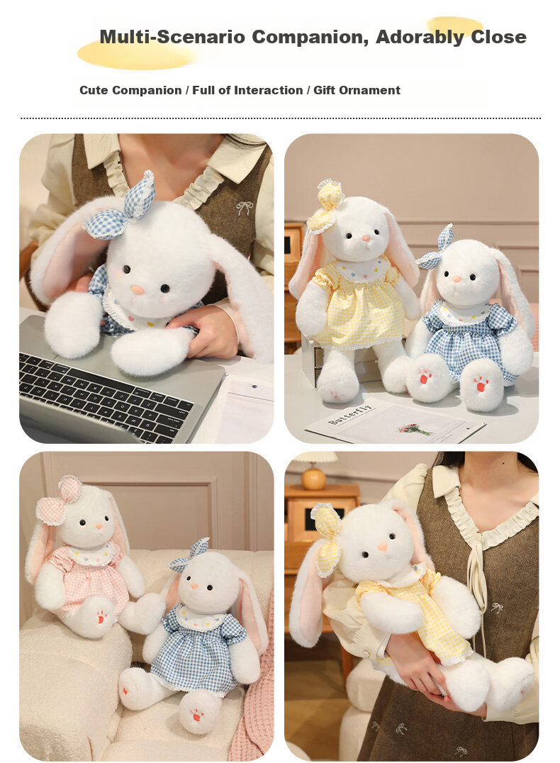 WELTSTON Plush Toy Doll Pillow Sleeping Companion Stuffed Animal Children's Day Gift Sweet Cone Bunny for Girls 7