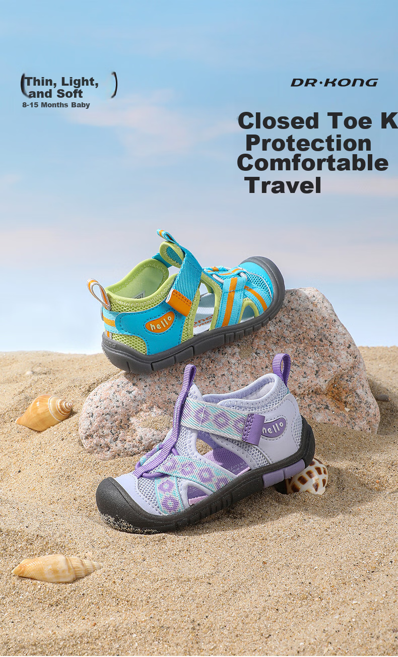 DR·KONG Toddler Walking Shoes Summer Boys and Girls Outdoor Closed-Toe Sandals 2S13A2008BM Blue/Green Size 20 1