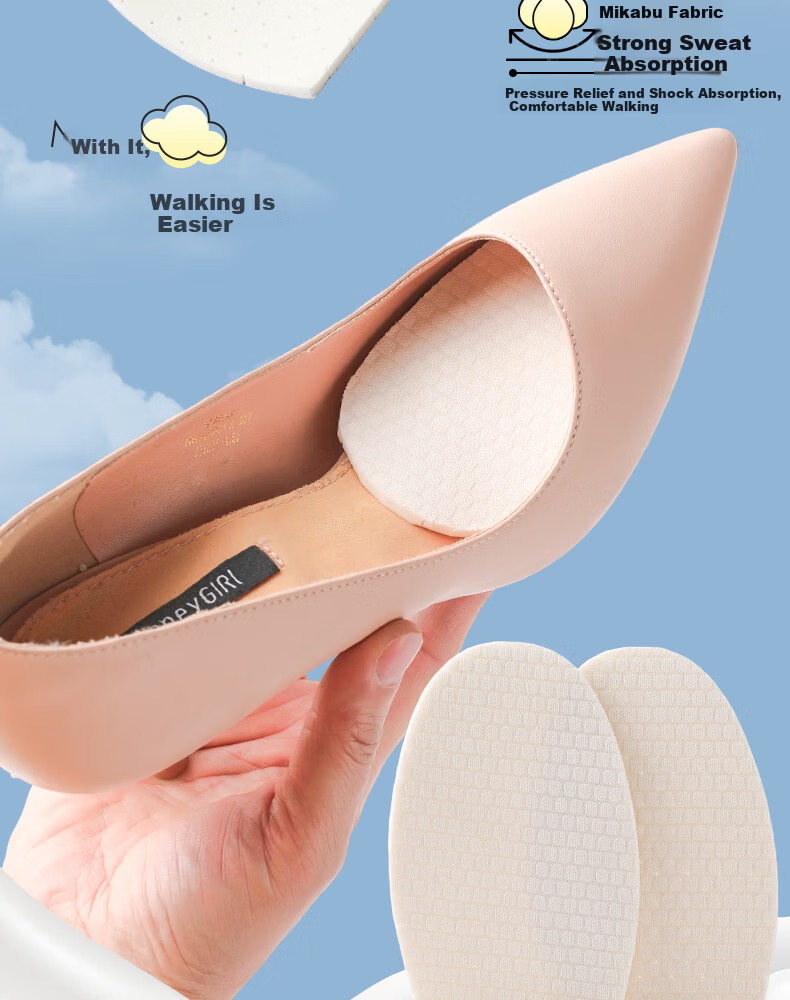 FOOTOPPO Latex Pressure-Relief Forefoot Pads Women's Non-Slip Gel Half Insoles for High Heels Thickened Anti-Slip Half Inserts 11
