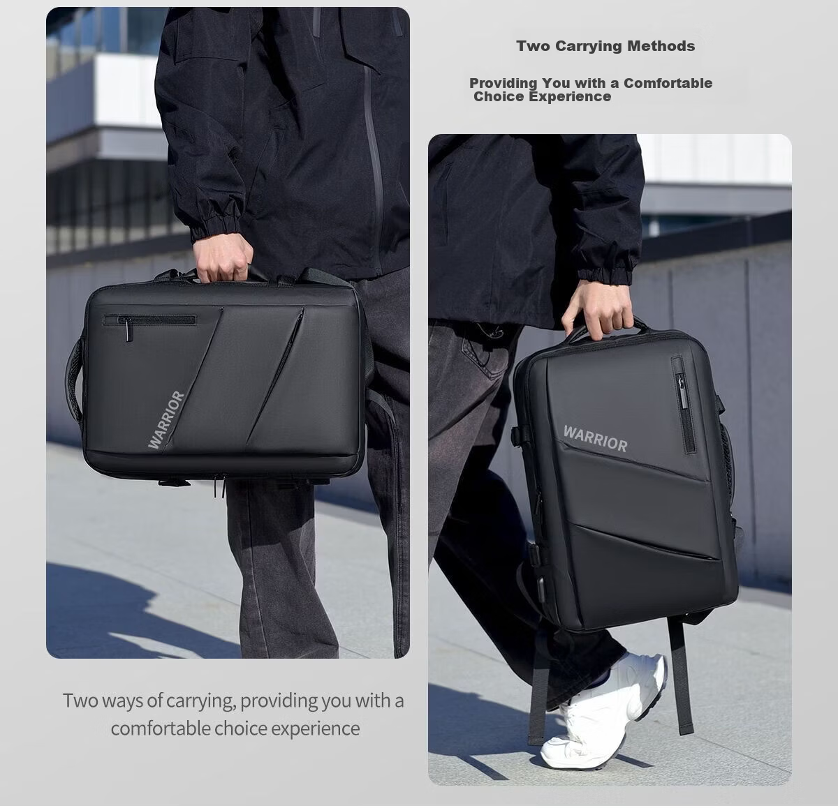 Warrior Large Capacity Men's Backpack Student School Bag Commuter Casual Business Travel 15.6-inch Laptop Backpack 7