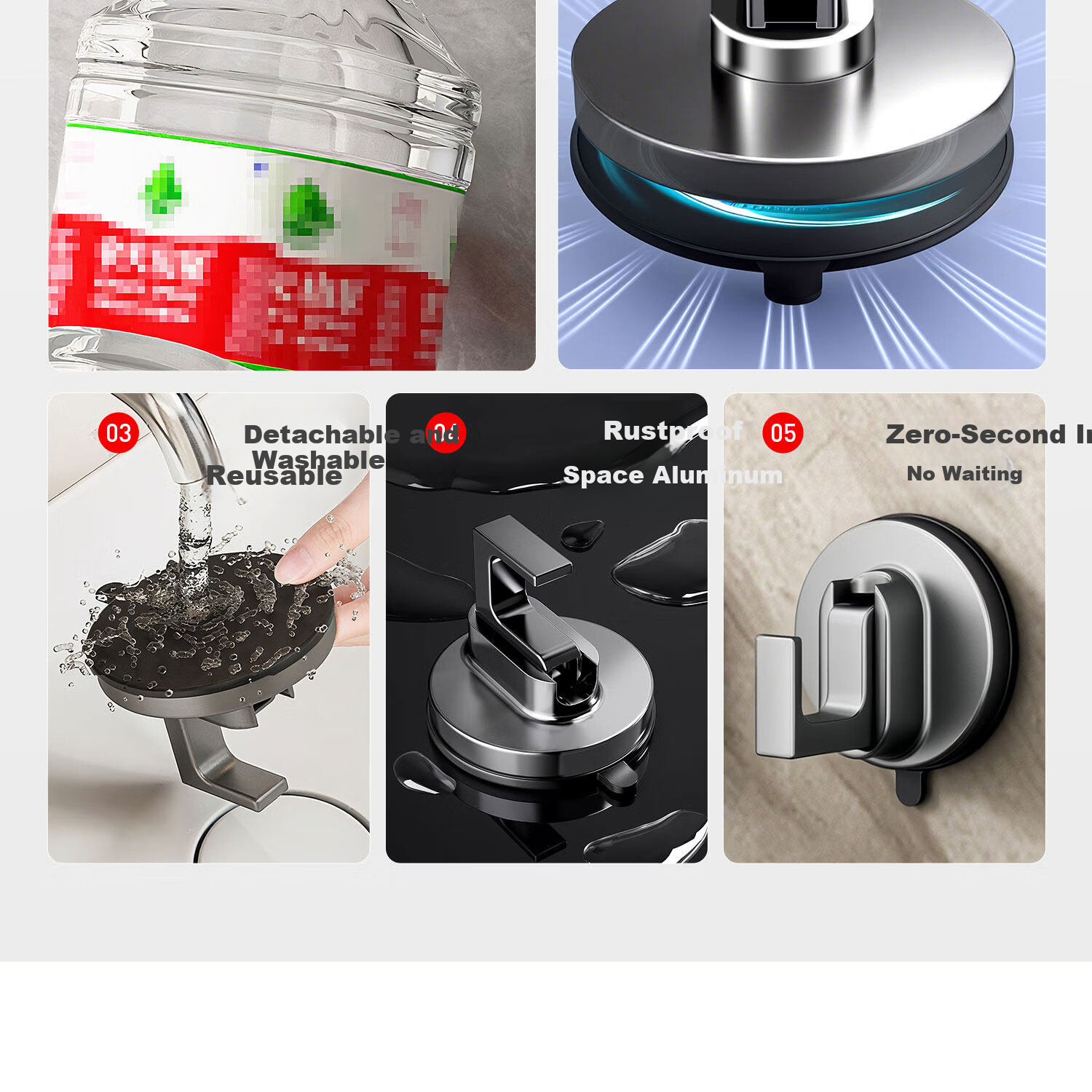 Zhifan Japanese Suction Cup Hook No Drilling Strong Load-Bearing Bathroom Towel Hook Door Back Wall-Mounted Adhesive Hook 13