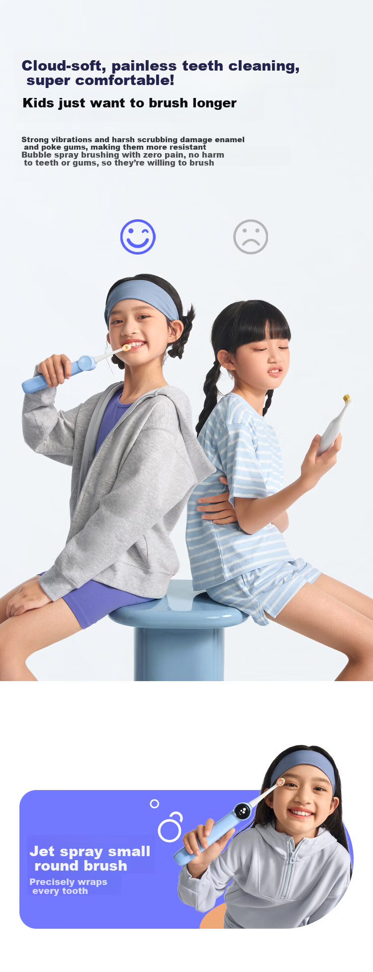 Ruiwu Jet Cleaning Kids Electric Toothbrush | Children Love Brushing | Children's Day Gift for Boys and Girls | JD Self-operated | Electric Toothbrush for Ages 6-12-18 Teens 9