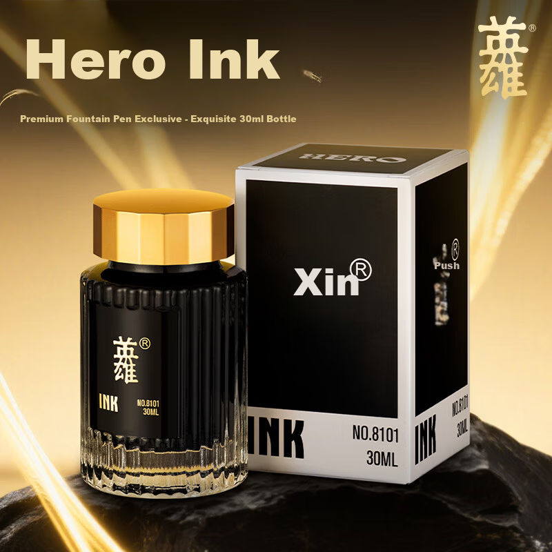 HERO Premium Fountain Pen Ink Extra Black Non-Carbon Dye Type Anti-Clogging 8101/30ml
