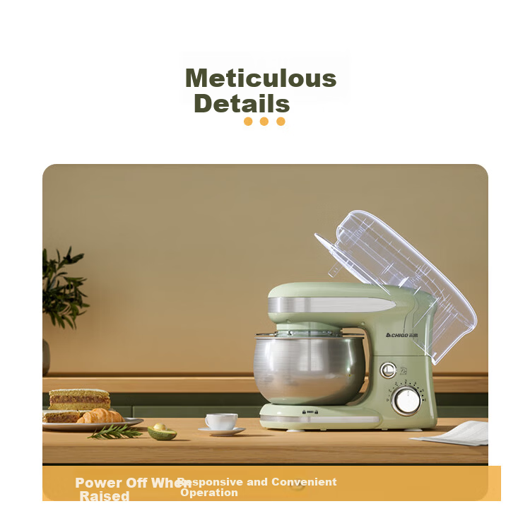 CHIGO Chef Machine Home Use Smart Timer Dough Mixer Fully Automatic Fresh Milk Cream Whisk Stand Mixer DC SC-205E 12