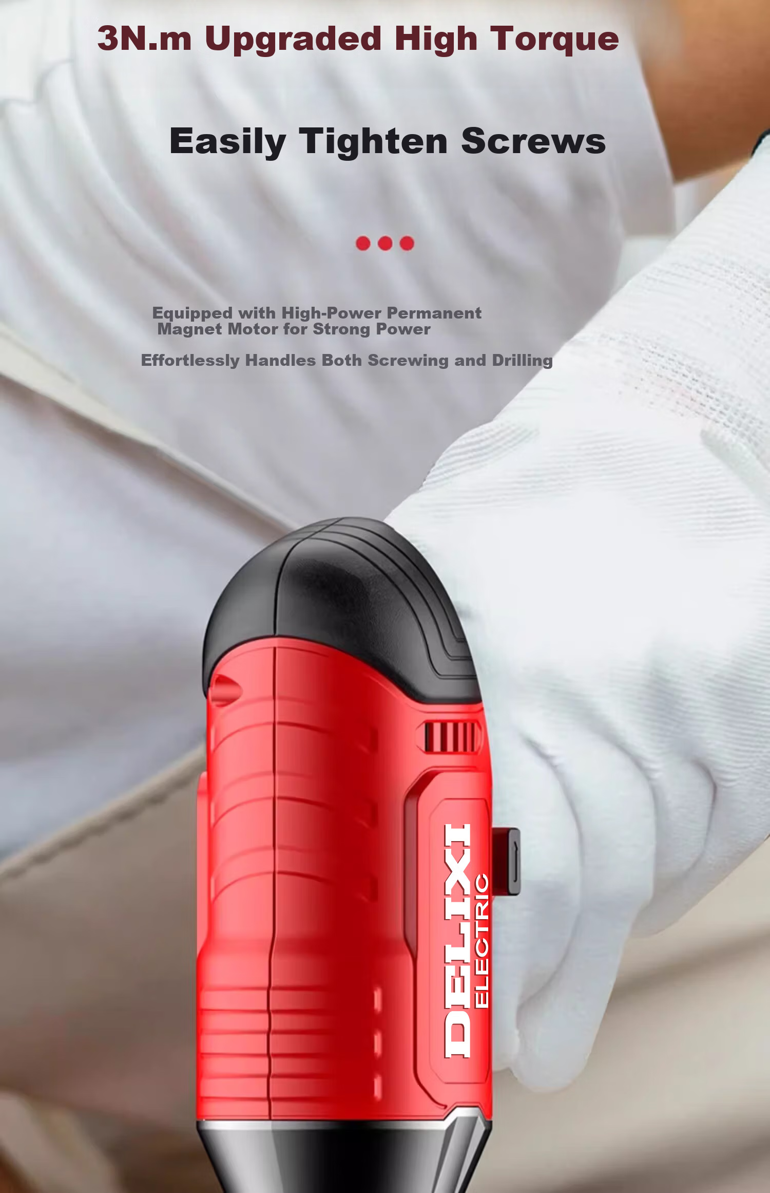 DELIXI ELECTRIC Cordless Electric Screwdriver Small Household Set Strong Magnetic Multi-Function Electric Screwdriver 3