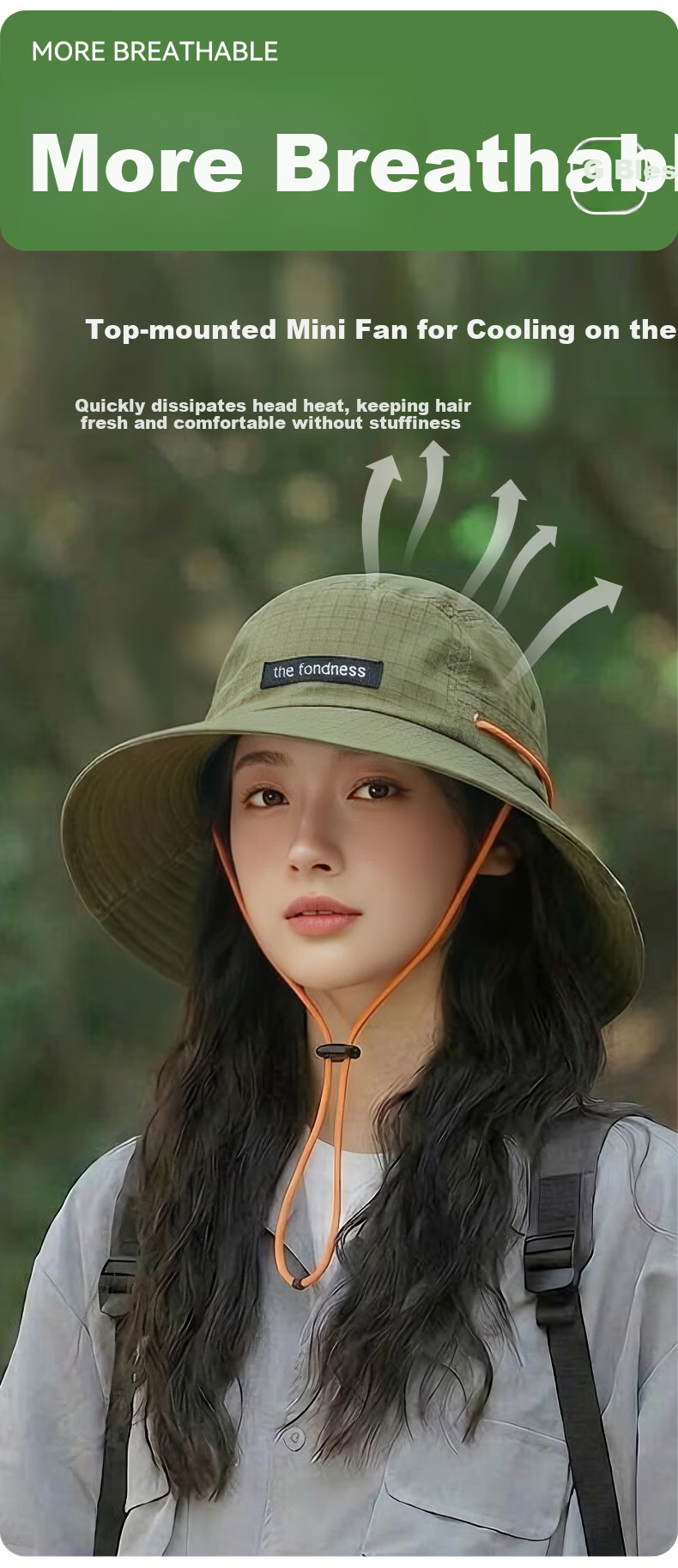 FitonTon Women's Summer Outdoor Mountaineering Sun Protection Hat Breathable Neck Guard UV Protection Embroidered Bucket Hat 3