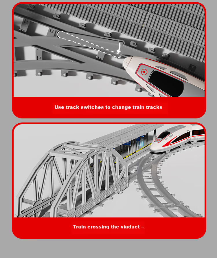 Jihao Children's Train Toy Boys Fuxing Model Train DIY Track Set Ages 3-6-12 Birthday Gift 9