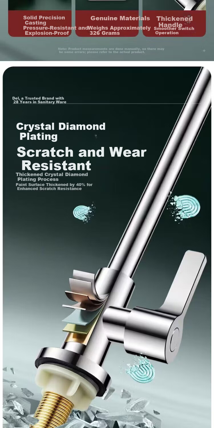 Delr [28 Years Brand] Stainless Steel Kitchen Faucet Single Cold 360° Rotation Sink CFLT-DL 6