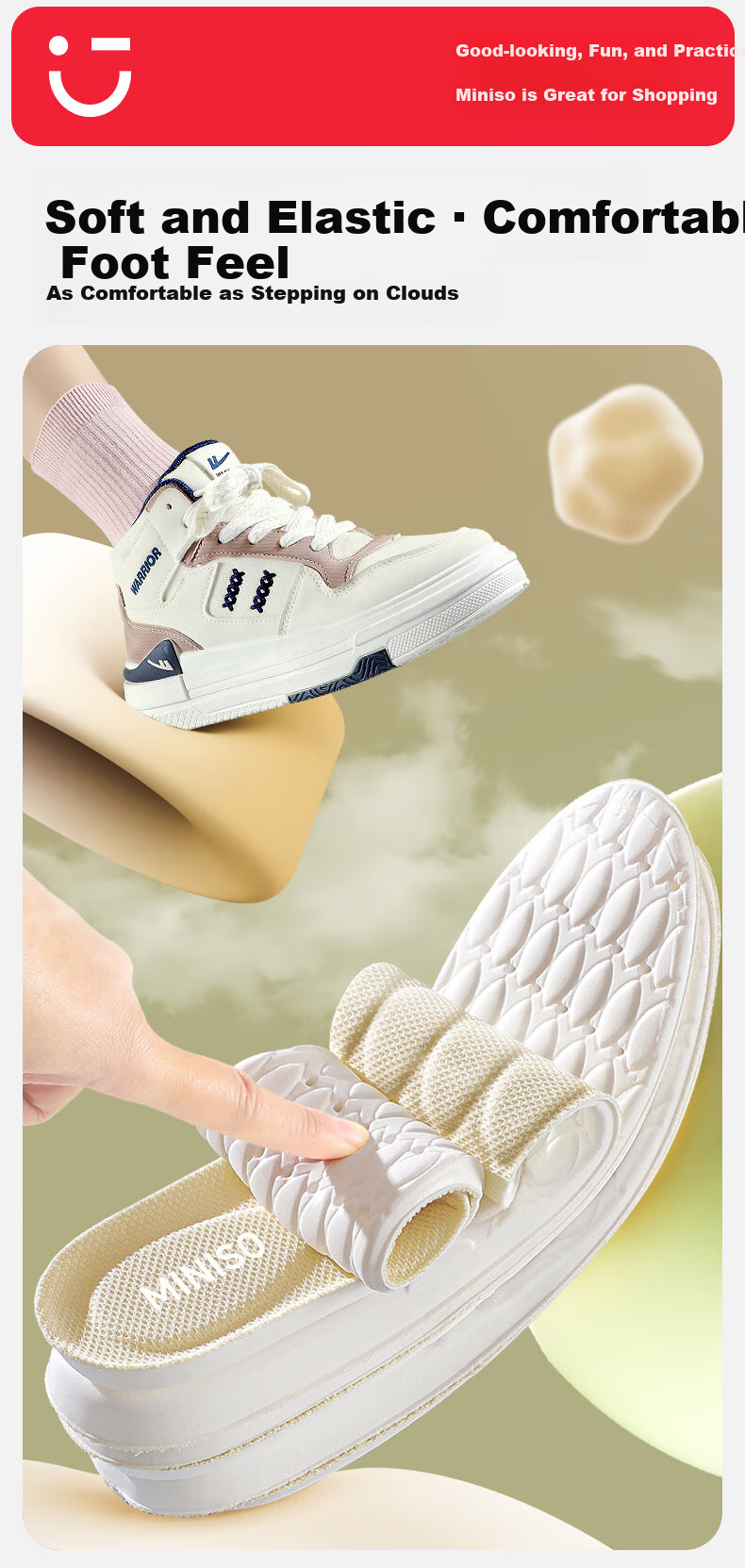 MINISO Cushioned Sports Insoles for Military Training, Breathable, Sweat-Absorbing, Odor-Resistant, Unisex, Winter Running, Size 41-42 3