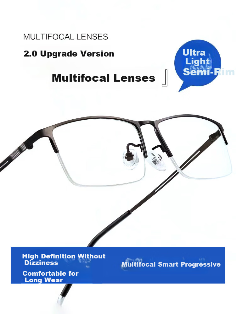 Morak Japanese Imported Titanium Multifocal Reading Glasses for Men, Smart Zoom Presbyopia Glasses for Driving and Walking, Genuine 2